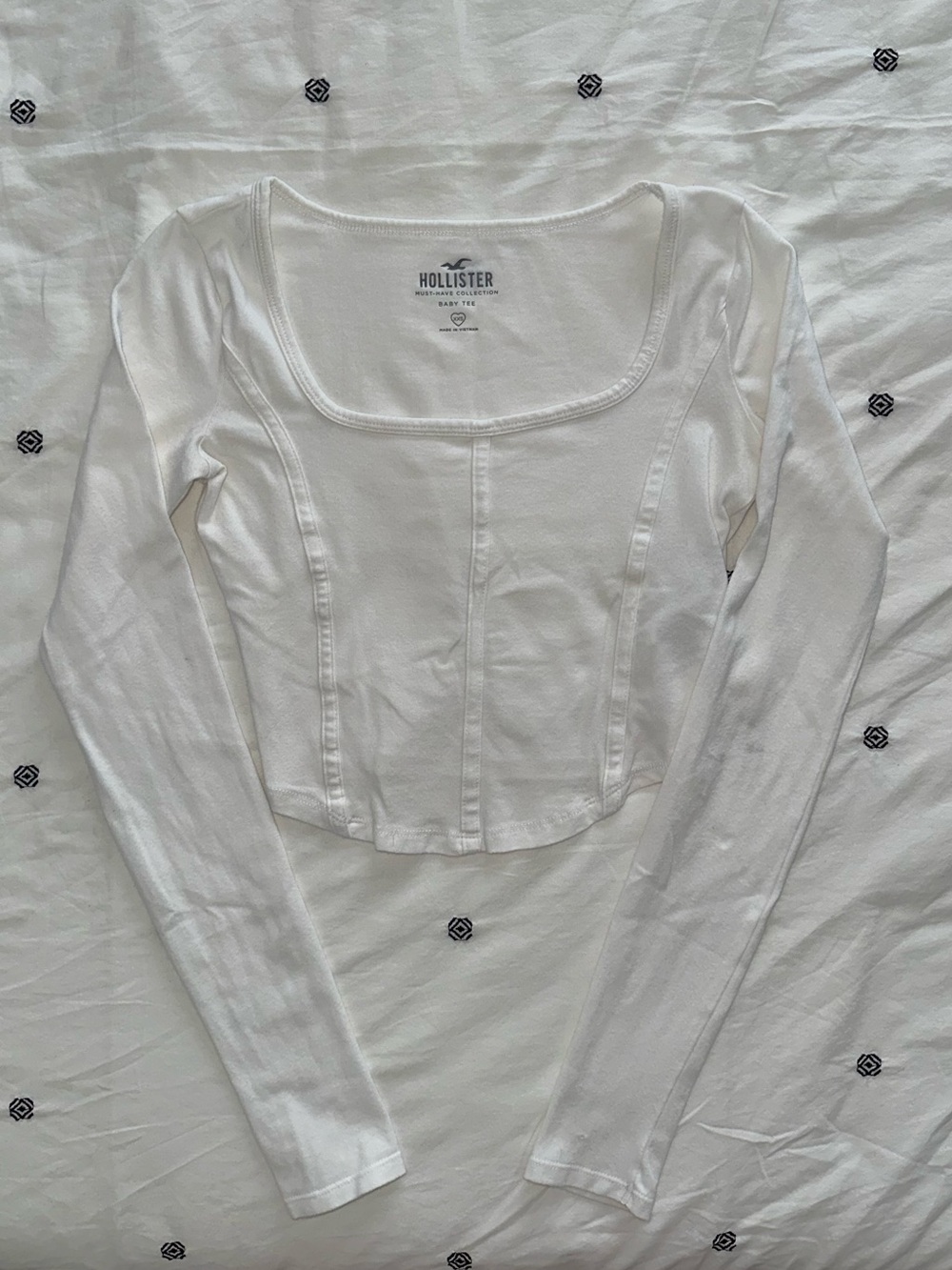 Hollister White Long Sleeve Corset Top